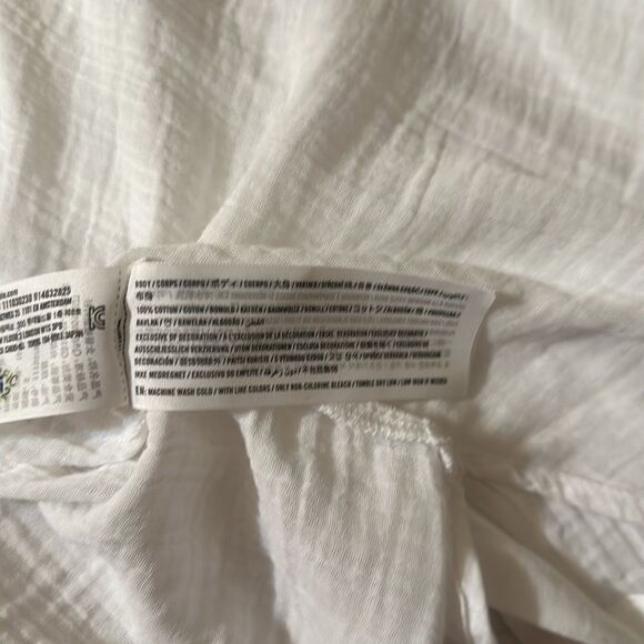 A & F S Oversized White Gauze Lightweight Cotton Button Down Belted Shirt Tunic - Picture 12 of 12